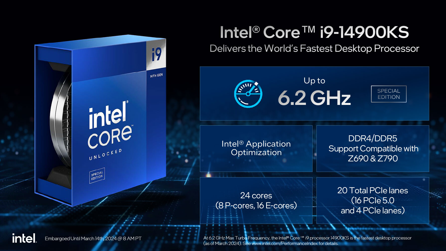 Intel has released the Core i9-14900KS Special Edition Processor catered towards enthusiasts.